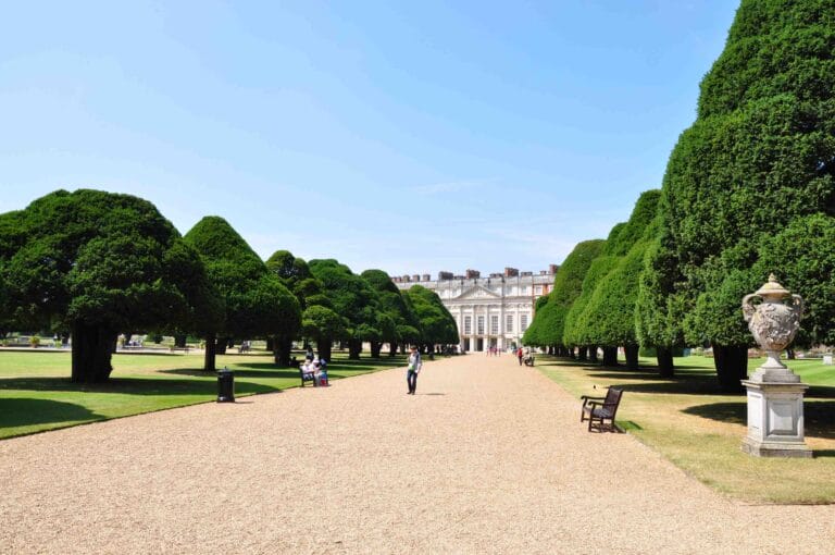 View on Hampton Court Palace gardens home to some of Britain's most famous Kings